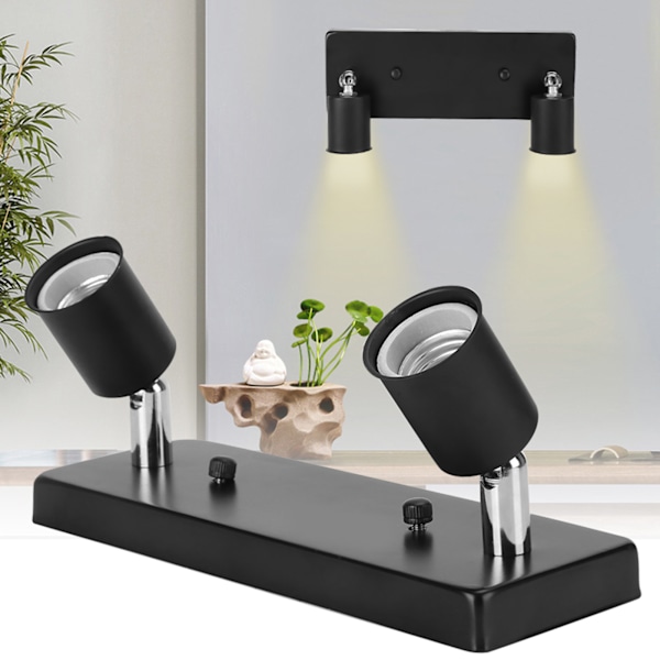 Elegant E27-lampeholder med rektangulær drejebase, gør-det-selv-tilbehør til loft- og væglampe, sort