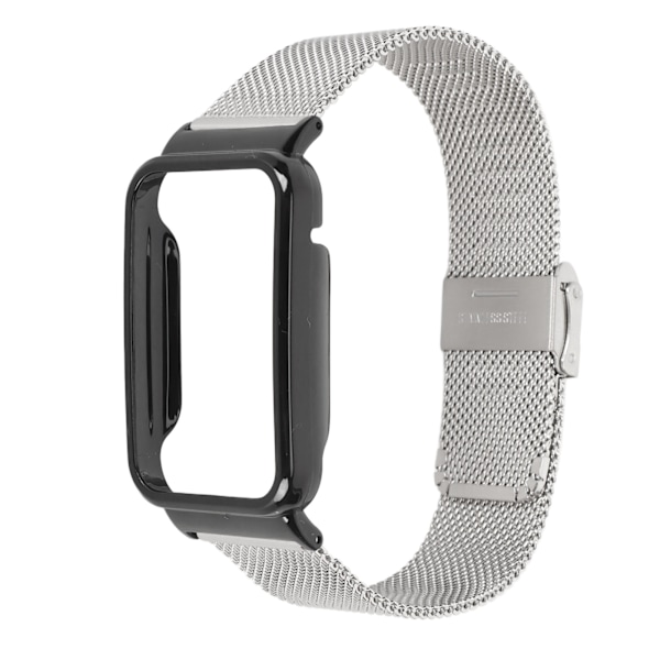 Mesh -rem i rostfritt stål med svart case som ersätter tillbehör Passar för Mi Band 7 Pro Silver