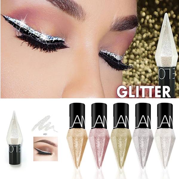 Glitter-nestemäinen Eyeliner-meikki Eyeliner-tikku Vedenpitävä Pitkäkestoinen Kiiltävä Eyeliner