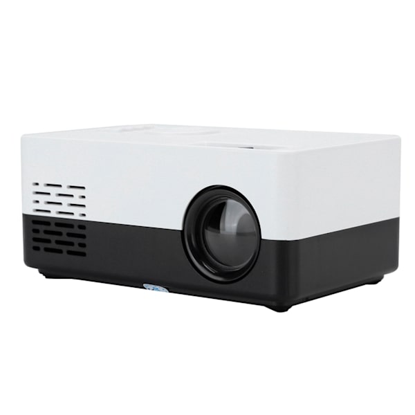 Mini bærbar projektor LED hjemmekino videomediespiller projektor med stativ 100‑240V svart hvit EU-plugg