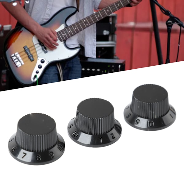 Gitarkontrollknappsett - 1 Volum 2 Tone - Topp Plast - Svart Black