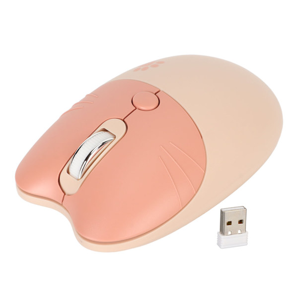 2,4G Cat trådløs mus Mute USB-mottaker Søt bærbar 3 nivåer DPI-mus for M3 bærbar PC-datamaskin Melketefarge