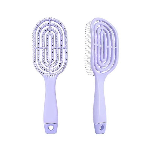Bærbar Avslappende Elastisk Massasjebørste Oval Hårkam for Hodebunnsmassasje Salong Stylingverktøy Ensfarget SZ50-Lilla