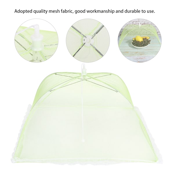 2 st hopfällbara bordmatstäckande tältparaplyer Anti Fly Mosquito Mesh-överdrag