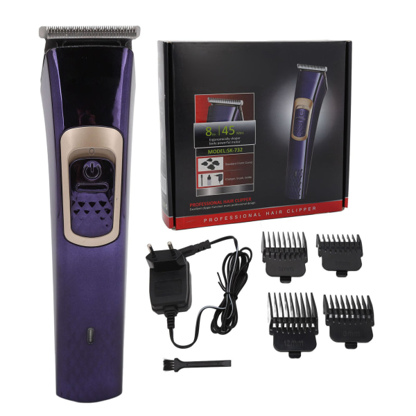 Elektrisk trimmer Uppladdningsbar professionell hårtrimmer med låg ljudnivå med justerbar guide kamhårklippare EU-kontakt 220‑240V