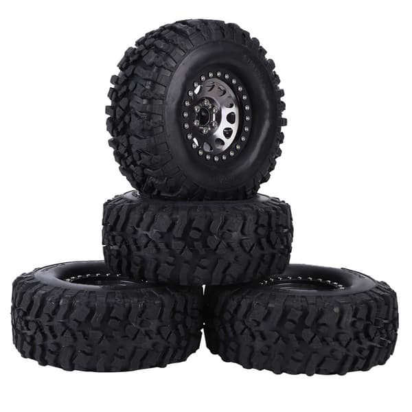 4st RC Universal Crawler Gummidäck Metallfälg RC Biltillbehör Färg titan