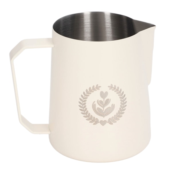 Mælkeskummerkande i rustfrit stål, skummekanden, blandingskop, kande til kaffedrikke, 450 ml, hvid