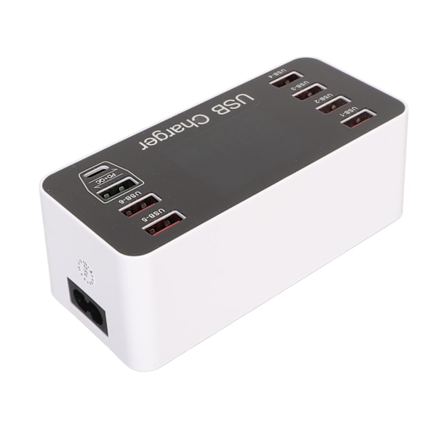 8-portars smart snabb skrivbordsnav med LED-skärm 100-240V QC 3.0 USB Type C universell reseladdare nav för telefonhögtalare AU-kontakt