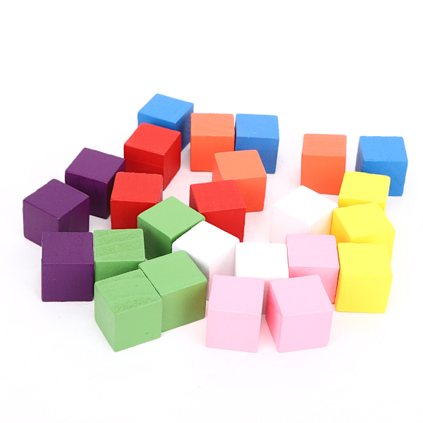 2 set färgade block set furu trä barn geometri upplysning tidig utbildning leksak 25 st färgade block 25 mm