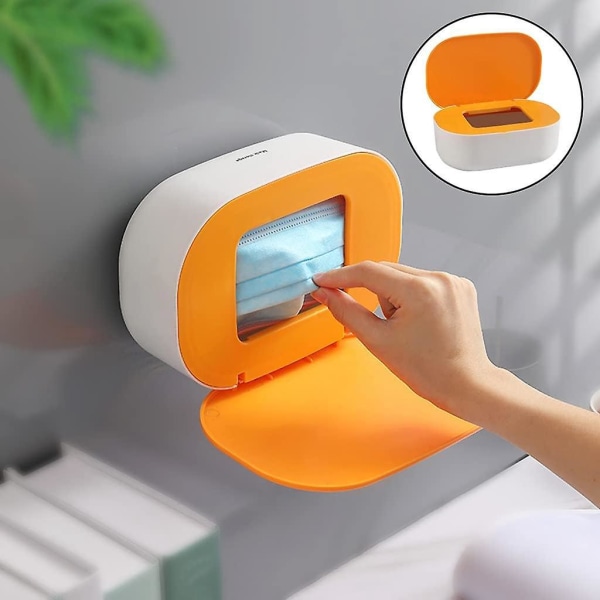 Yellow Mask Dispenser Box - Wall Mount/Tabletop Storage Holder for Home Bathroom