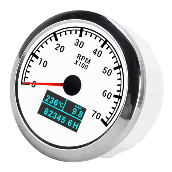 RPM turteller 3 i 1 multifunksjonelt marint tilbehør for biler og båter 9‑32V DC Hvit urskive