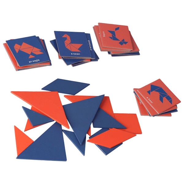 14 stk. Tangram til børn - Stimulerer potentiale, øver hånd-øje-koordination og logisk tænkning - Små, lette DIY-tangram i lyse farver til elever - Lommetangram