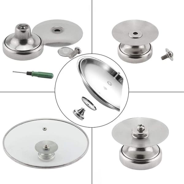6 Pcs Lid Knobs, Lid Knob Set, Wok Knob, Stainless Steel Handle, for Kettles, Frying Pans, Saucepan Light grey