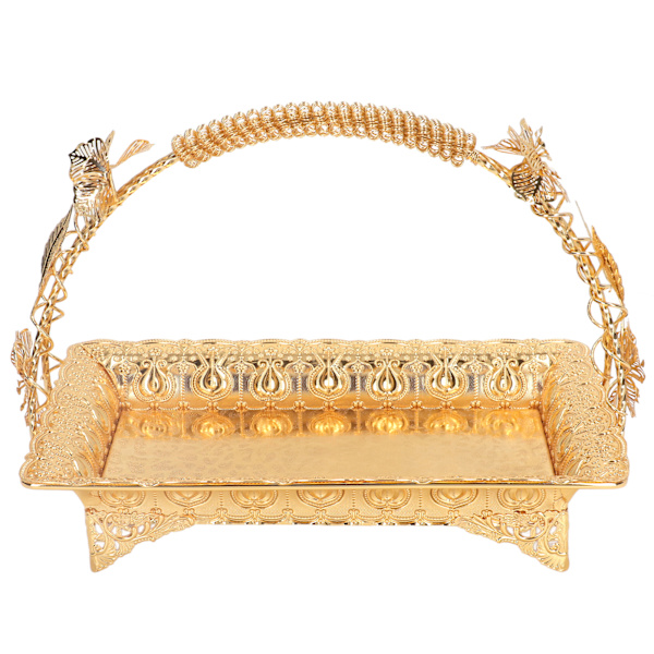 Kaffe serveringsbricka vintage stil guld färg robust zinklegering elegant metall serveringsbricka för hem bar café