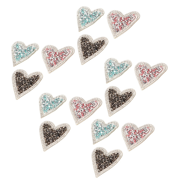 15 stk skinnende patch hjerteform Stryg på stilfulde glitter applikationer til tøj DIY Craft reparation dekoration