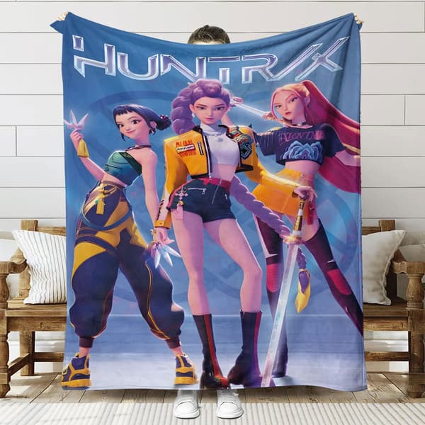 Huntrix K-Pop Printed Blanket | Flannel Throw for Sofa & Bed (Anime Theme)]SNT066]70+100cm SNT066 70+100cm