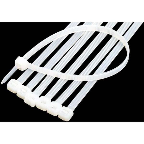 Kabelbindere 200 mm x 2,5 mm, Kabelbindere, Nylon Kabelbindere, 200 mm Kabelbindere, Hvid, Pakke med 600 Stykker, hvid, af