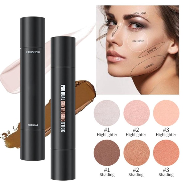 2 i 1 Highlighter Stick Shading Contour Stick för makeup