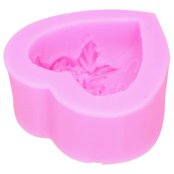 DIY Silikoneform 3-Dimensionel Hjerteformet Rosenblomst KÆRLIGHED Kage Chokolade Sæbe Lys