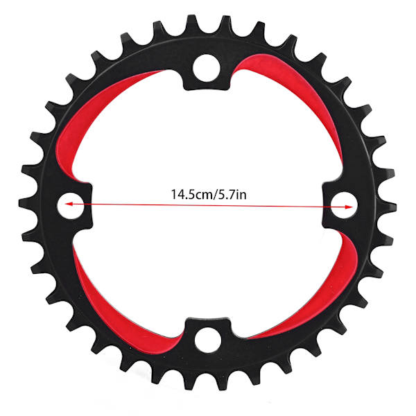 34T 104BCD Aluminiumlegering Enkelt Hastighets Mountain Road Bike Krankhjul Ring Kedjehjul Svart Röd