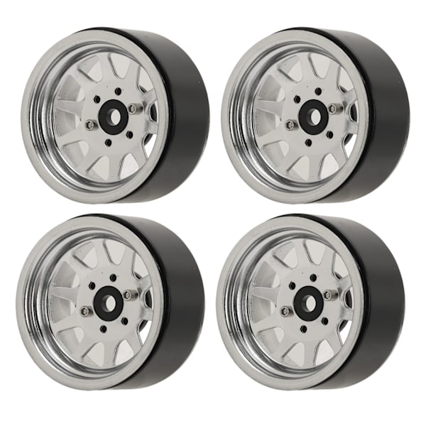 4PCS RC Hjulnav Set Zinklegering Stål Universal 1,9 Tum 10 Fälgar RC Crawler Bilhjulnav för Axial SCX10 II III Silver