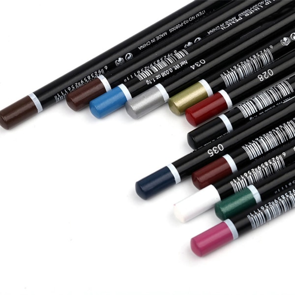 12 stk Eyeliner Blyant Vandtæt Eye Liner Pen Makeup Skønhed Kosmetikværktøj (Flerfarve)