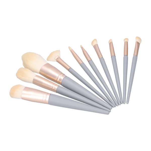 10-pack sminkborstar med mjuka borst för rouge, ögonskugga, ögonbryn och highlighter