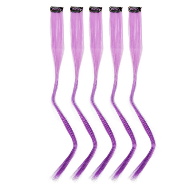 10 stk Høydepunkter Hårpynt Lang Rett Gradient Utsøkt Stilig Hairpiece Clip for Cosplay Events Halloween Fester Gradient Lilla
