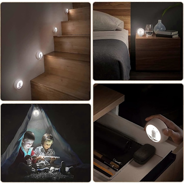 Hvid Genopladelig Induktions LED Natlampe Sæt med 2 stk. Automatisk Baby Natlampe Sød Form til Børneværelser, Stuer, Badeværelser, Gange, Trapper