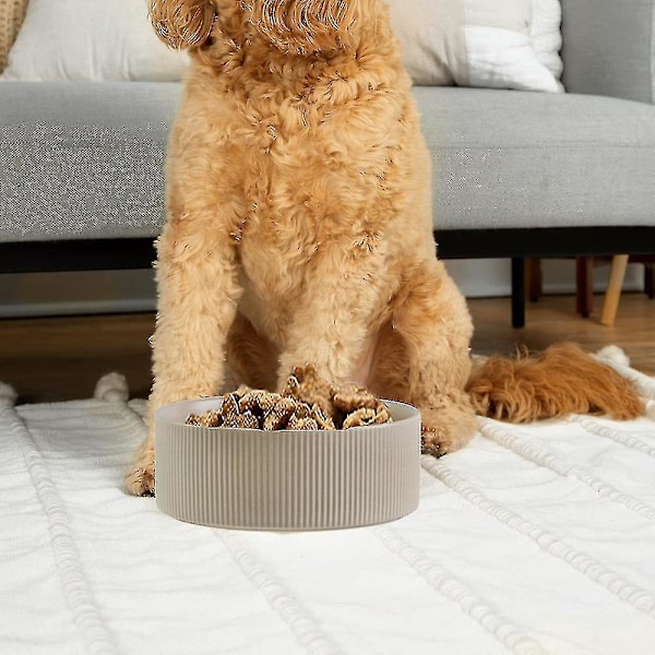 Moderne keramiske hundebolle - Tung og holdbar mat- og vannskål i kaki