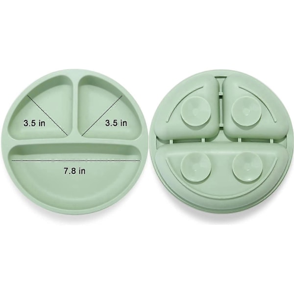 PandaEar Silikontallrikar med Sugkopp för Bebis - 2-pack - Matset Halkfria Tallrikar med 3 Fack - Okrossbara Delade - Disk