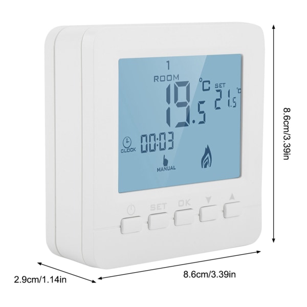 Programmerbar termostat Digital LCD-skjerm Intelligent temperaturkontroller 5A-1 stk