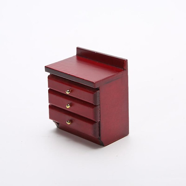 Miniatyrträdockhusmöbler Set 1/12 Skala Sovrum Sängbord Färgglada