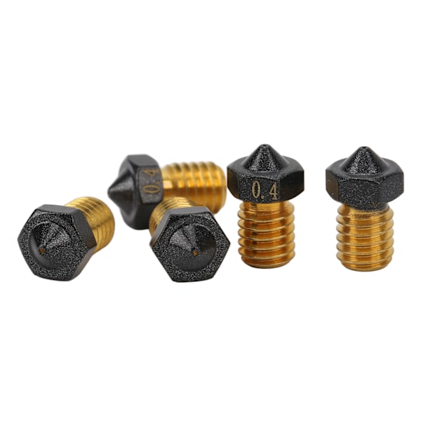 5 st 3D-skrivarmunstycke 0,4 mm mässing PTFE-beläggning extruder varm ände munstycke för 1,75 mm filament 3D-skrivarmunstycke