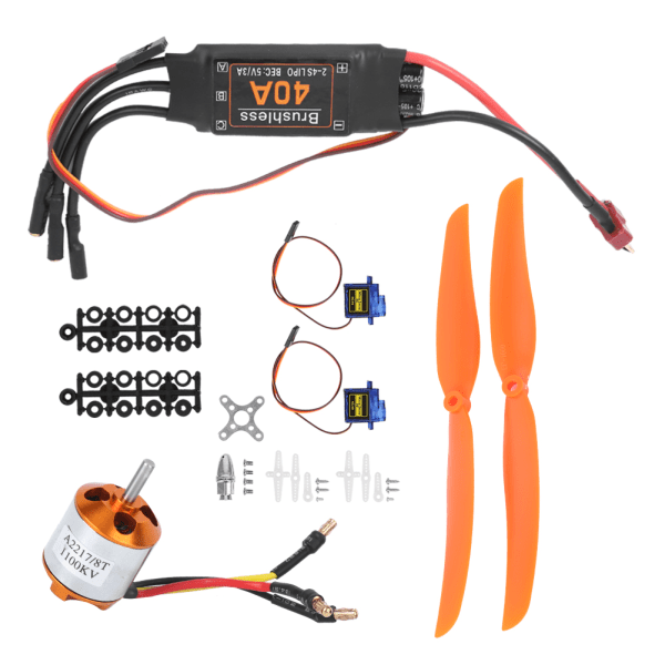 A2217 1100KV børsteløs motor 40A ESC SG90 9G Micro Servo 1060 Propell for RC Plane (1100KV Motor 40A ESC 9G Servo 1060 Propell)