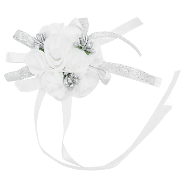 Hvit bryllupshåndleddsblomst med perlebånddesign Ekteskap Bryllup Håndleddskorsett