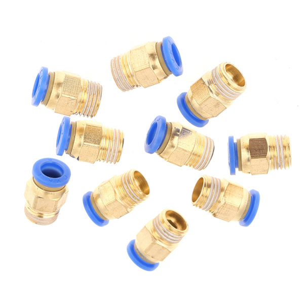 10 stk pneumatisk hurtigkobling Luftfittingsadapter 8mm diameter gjenge 1/4BSP sett