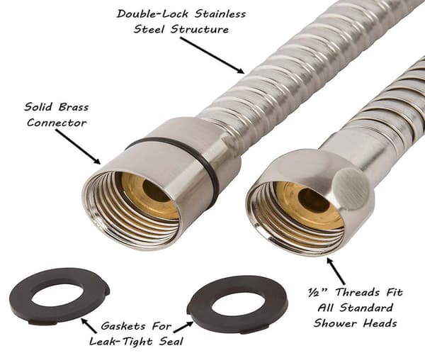 Dusjslange 2M Krom Rustfritt Stål Universal Anti-twist Dusjslange Baderomstilbehør