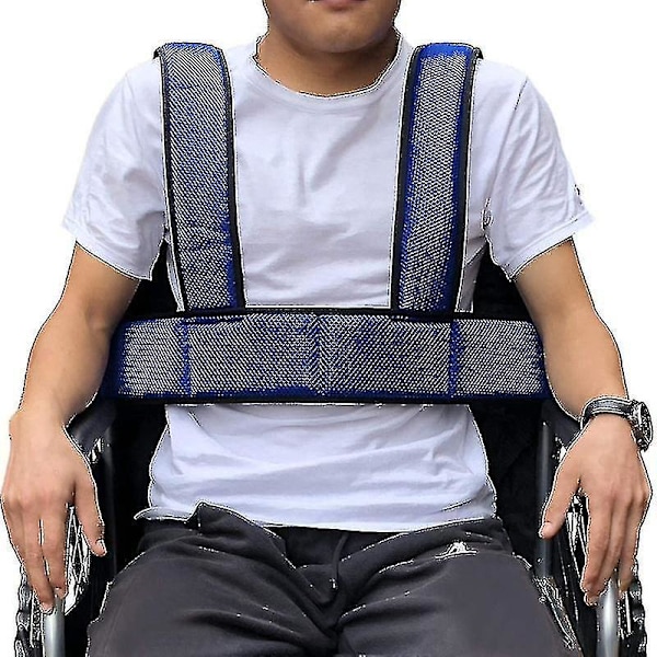 Adjustable Non-slip Wheelchair Fixing Belt - Breathable Elastic Seat Strap (Blue)