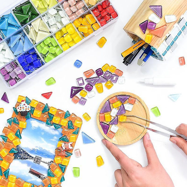 Färgglad mosaikkollage lös kristallsten för DIY handgjord dekoration