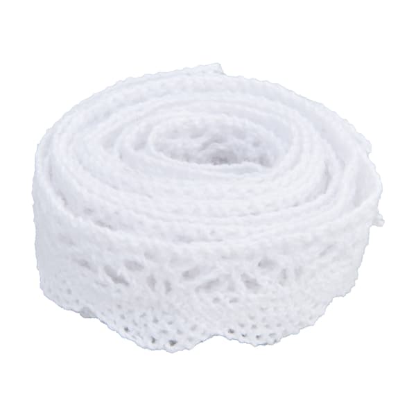 Spetsband DIY Bomullsnät 2 cm Bredd 20 Yards Elegant Tyllspetskant för Gardin Kläder Duk Presentförpackning Vit