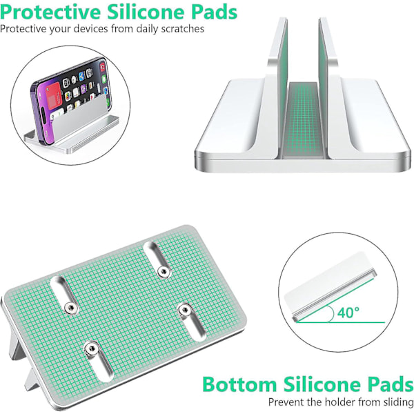 Vertikal Laptop Stativholder - Justerbar Dock til Alle Laptops (op til 17,3 Tommer)