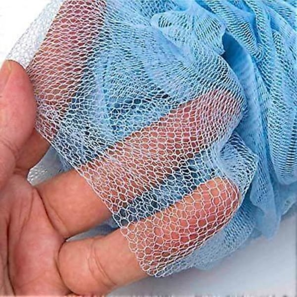 Loofah (Blå) Ryggskrubber for Dusj, Trehåndtak Lang Bade Svamp Lufa Dusjbørste, Myk Nylon Mesh Ryggrenser Vasker, Kvinner & Menn Eksfolierende