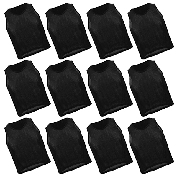 12st Small Mesh Andas Barn Fotboll Träning Träningsväst Svart Barn Gratis Storlek