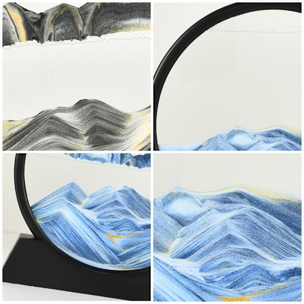 3D Dynamisk Kunst Sandmaleri Bevægelig Rund Glas Bjerge Dale Dynamisk Kviksand Maleri Hjemmekontor Dekoration