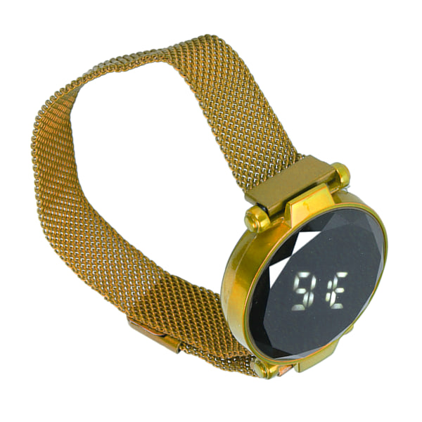 Kvinnor LED watch LED-pekskärm Stor skärm Hållbar legering Modedesign Digital LED- watch för flicka Kvinnor Vuxen Guld