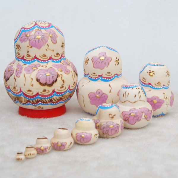 Håndlavede russiske Matryoshka Nesting Dolls Sæt med 10 - Malede trædukker, traditionelle håndlavede russiske gaver og legetøj
