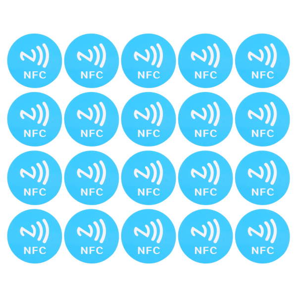 20 STK NFC-klistremerker PET 40 mm lette lesbare skrivbare NFC-etiketter Telefonbaksideklistremerker Blå