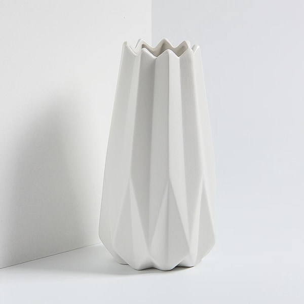 Pampas Grass Keramikkvase Håndlaget geometrisk vase hvitt gull B B