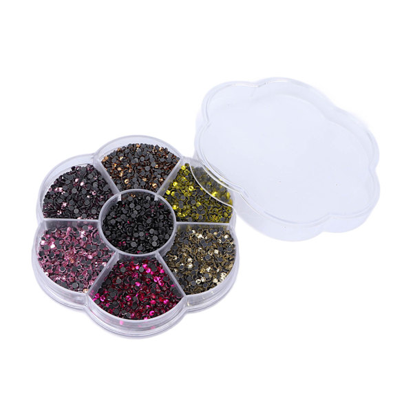 10080 st Flat Back Rhinestones, Bländande Färgglada DIY Robusta Regnbågsfärgade Rhinestones Runda Pärlor för Manikyr MakeupS607-2